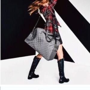 Stylish Quilted Gray Tote Bag